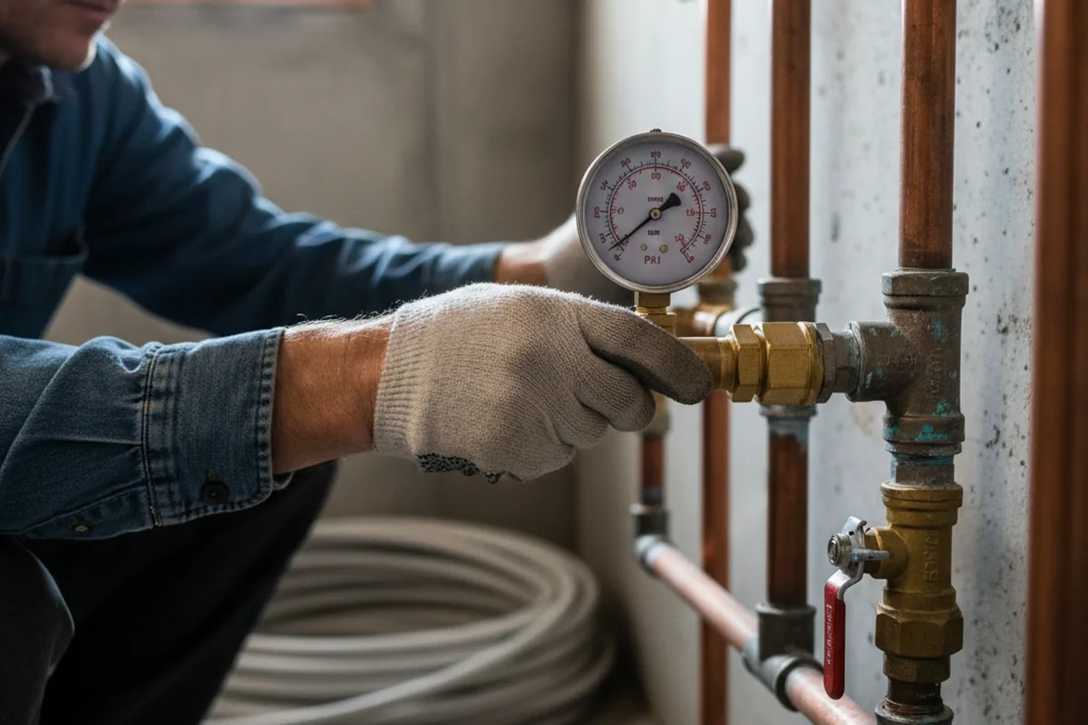 Pressure testing a repaired line during Water Line Repair in Tilly
